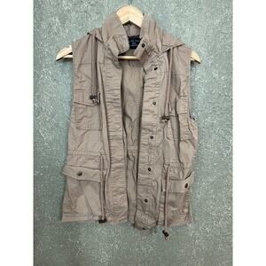 Love Tree Tan Hooded Utility Vest Women's Size Small